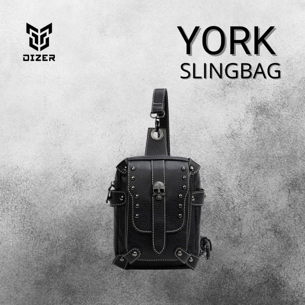 RIZER - YORK Slingbag_ Leather Sling Bag_ สีดํา