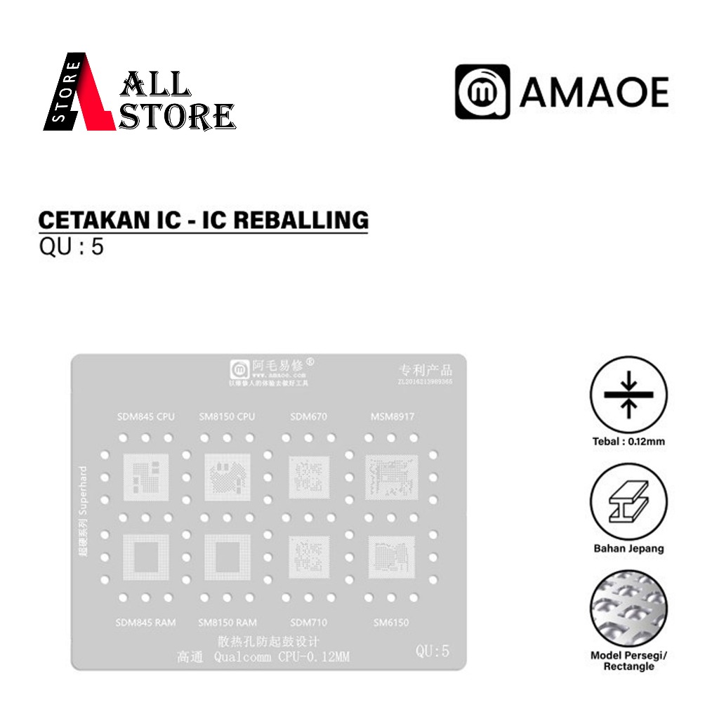 Original Amaoe QU 5 BGA IC แม่พิมพ์ – SDM845 SM8150 CPU Reballing Stencil & RAM SDM670 MSM8914 SDM71
