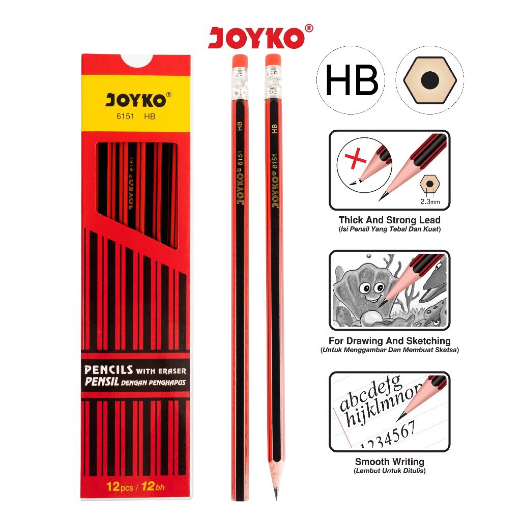 1 แพ็คของ JOYKO HB PENCIL CONTENDTS 12 ชิ้น / ดินสอ 1 กล่อง 12 ชิ้น