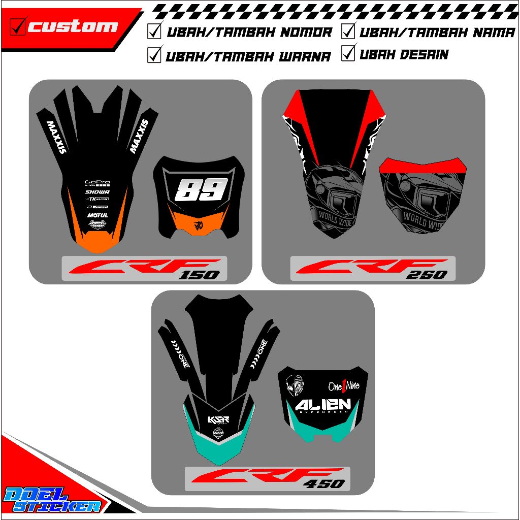 CRF 150, CRF 250, CRF 450 Board & สติ๊กเกอร์บังโคลนหน้า - สติ๊กเกอร์ START BOARD + บังโคลน CRF Doel