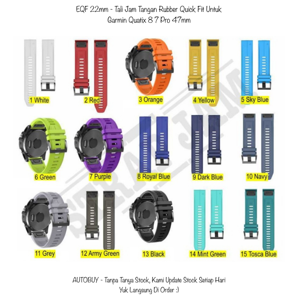 EQF 22mm Strap Garmin Quatix 8 7 6 Pro Sapphire 47mm - สายนาฬิกา Premium Quick Fit
