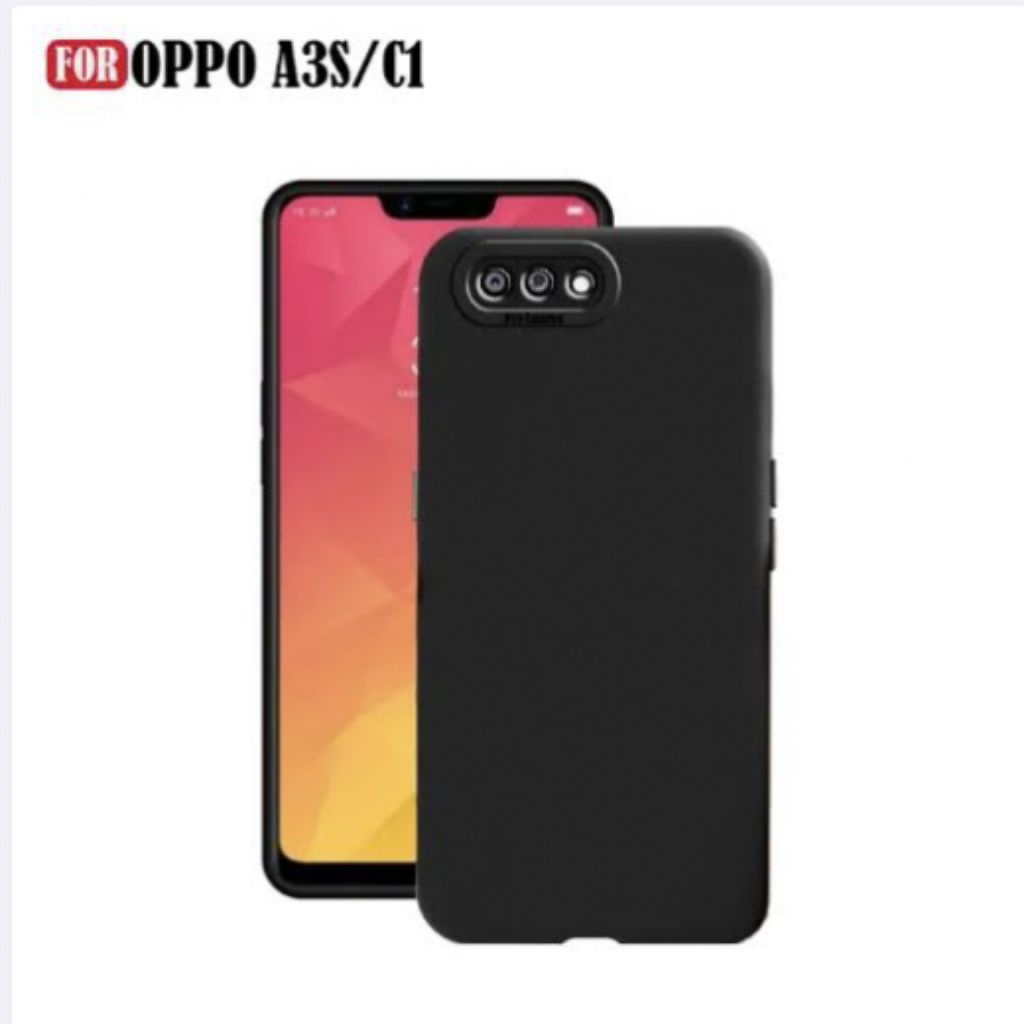 Matte case Premium Black Case OPPO A3S/A1KA5S/A11K/A16/A17/A17K/A5/A9 2020/A52/A72 SoftCase สีดําเต็