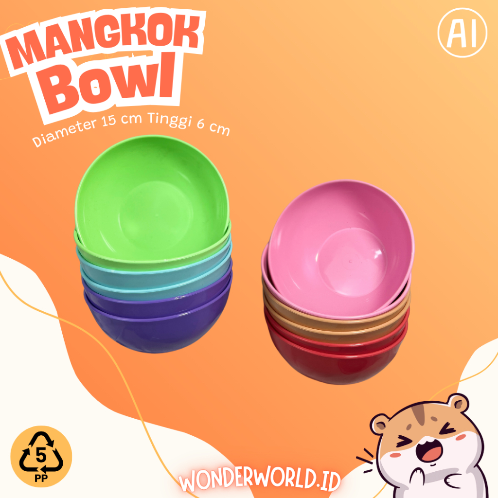 ชามชามหมวก AI ชามอาหารพลาสติก PP5 ori BPA FREE เส้นผ่านศูนย์กลาง 15 ซม