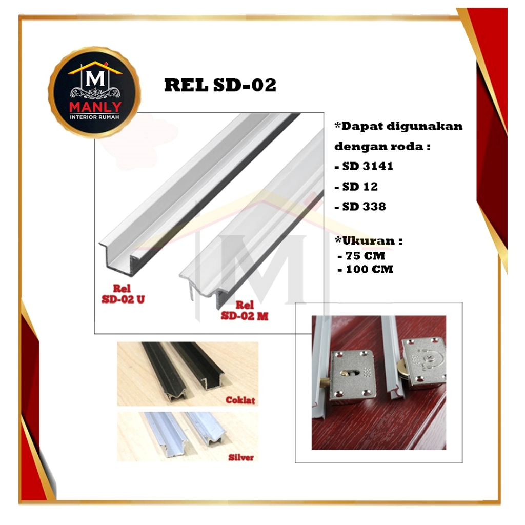Sd 02 U & M รางฝังฝ้าสําหรับประตูบานเลื่อนตู้เสื้อผ้า Sd 3141, Sd 12, Sd 338 75Cm & 100Cm