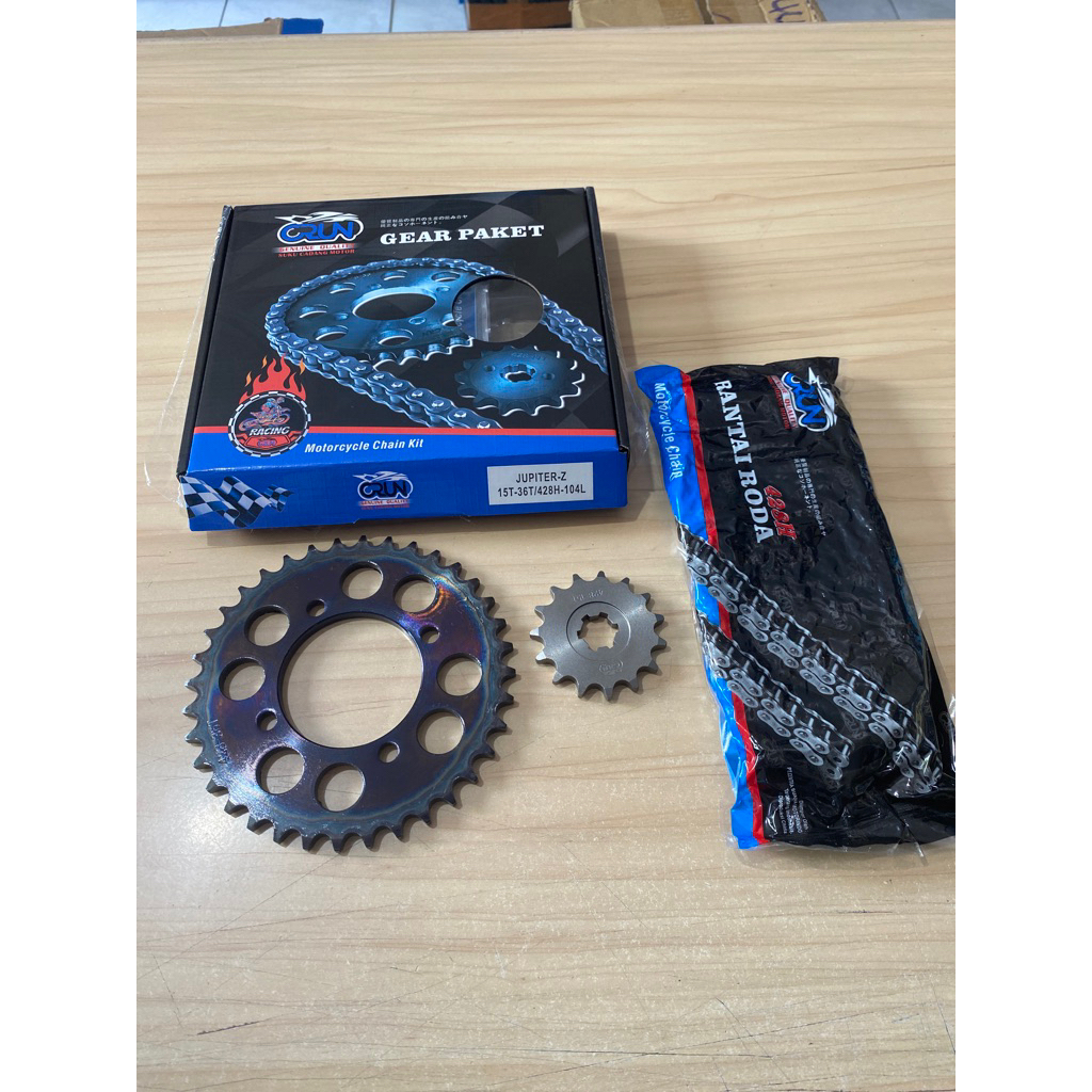 ชุดเกียร์ CRUN RACING Jupiter Z 5TP / แพ็คเกจเกียร์ Jupiter Z Burhan 15T-36T / 428-104L / F1zr / Veg