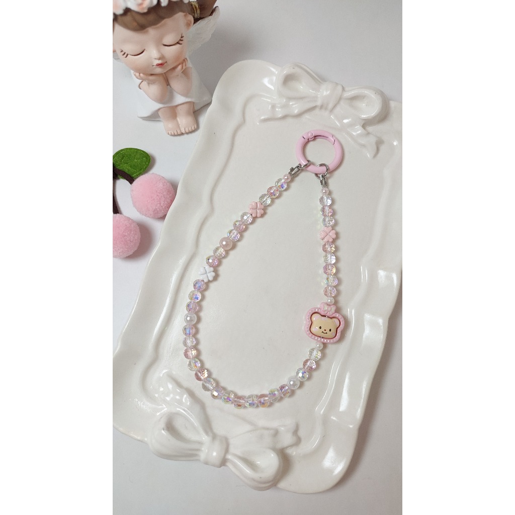 GANTUNGAN HP Cute Butterfly Butter Bear Phone Strap / Aesthetic Butter Bear Phone Strap
