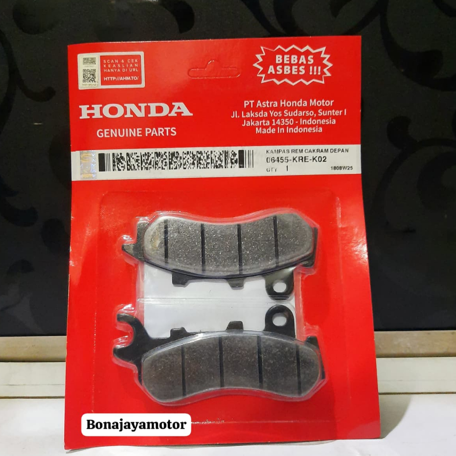 ผ้าเบรคหน้า PCX 150, PCX 160 ORIGINAL HONDA 06455-KRE-K02