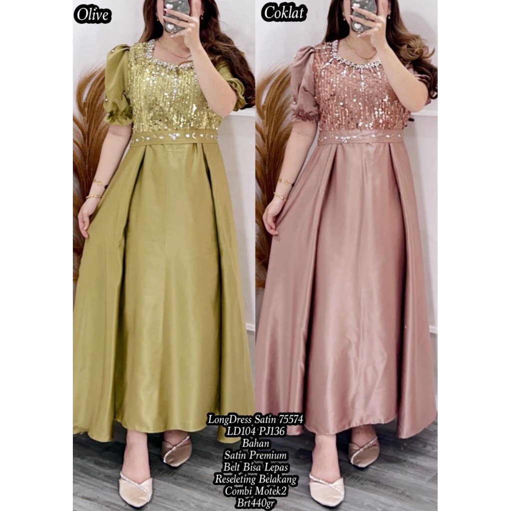 KD75574 SATIN LONGDRESS (ป๊อปจริง)⭐⭐⭐⭐⭐