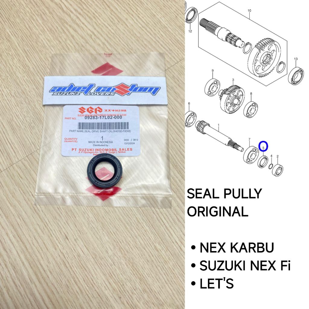 ซีล As Pulley Suzuki Nex คาร์บูเรเตอร์ / Lets / Nex Fi ฉีด Original SGP 17x18x5.5 (09283-17L02-000)