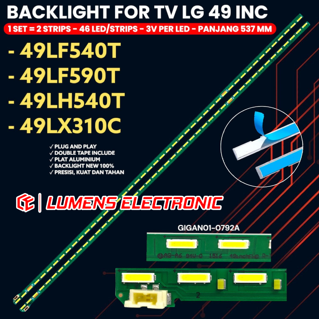 LG 43 INC LED TV BACKLIGHT 43LF630T 43LX340T 43LF630 43LX340 BL LAMP 43" V15 ART3 FHD REV1 39K