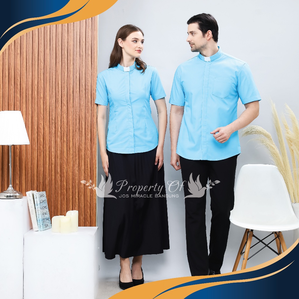 KEMEJA Pastor - ใหม่ธรรมดาสั้นหนุ่มตุรกีเสื้อคอปก - Cotton Tropical - Jos Miracle Bandung - Miracle 