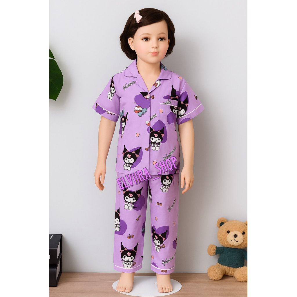 Elviira Shop / Viral ชุดนอนเด็กผู้หญิง อายุ 1-10 ปี / ชุดนอนเด็กตัวละคร Kuromi