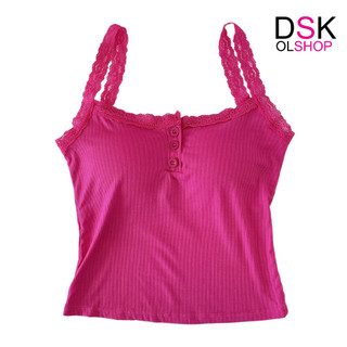 DSKMALL BR034 Baju Tanktop BraCup Bh Singlet Wanita Atasan Motif Kancing Renda Tanpa Lengan