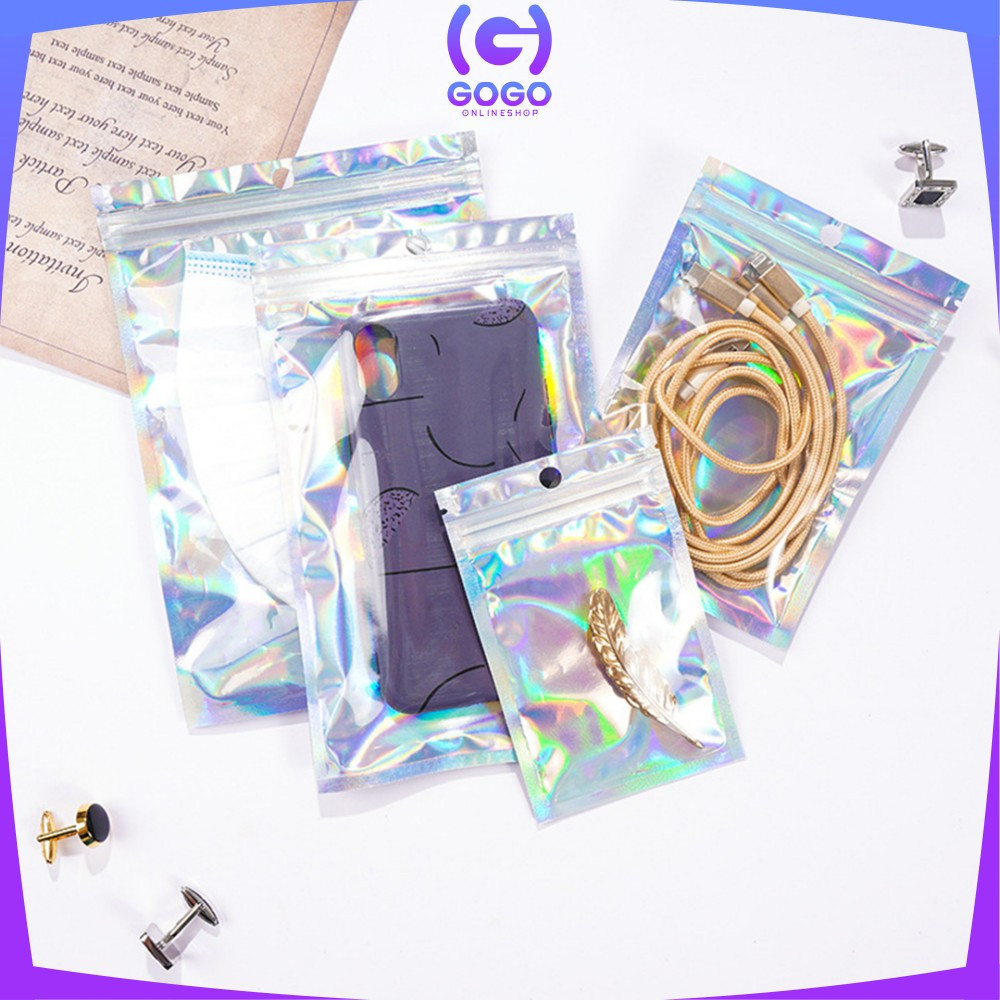 EC GOGO-C1104 คลิปพลาสติกโฮโลแกรมขนาด 7X13CM บรรจุภัณฑ์แบนห่ออาหารเครื่องเทศพลาสติก / Ziplock โฮโลแก
