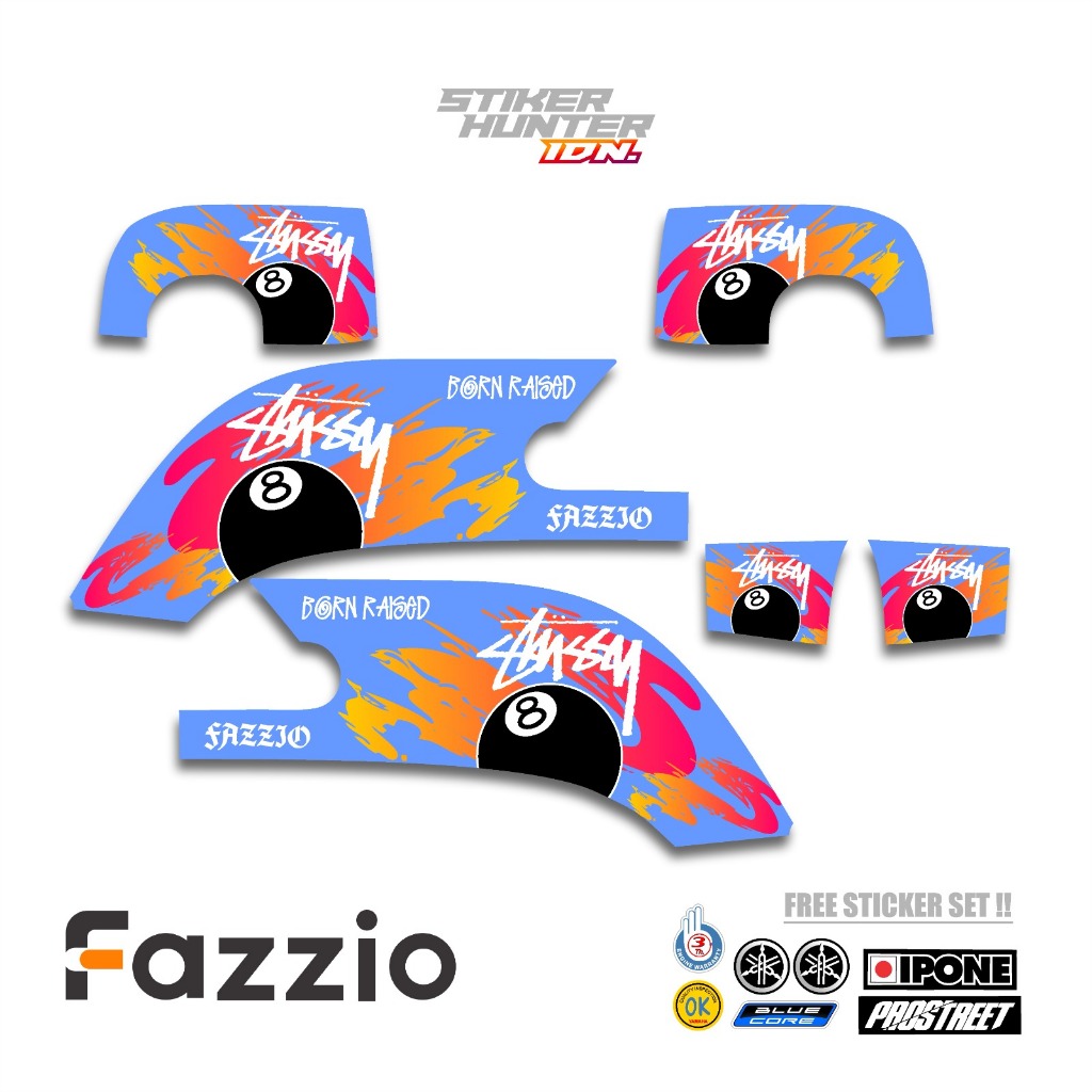 FAZIO สติ๊กเกอร์รูปลอกแถบ / MTF 8 BALL / HUNTER STICKER / YAMAHA FAZZIO / แถบดัดแปลง