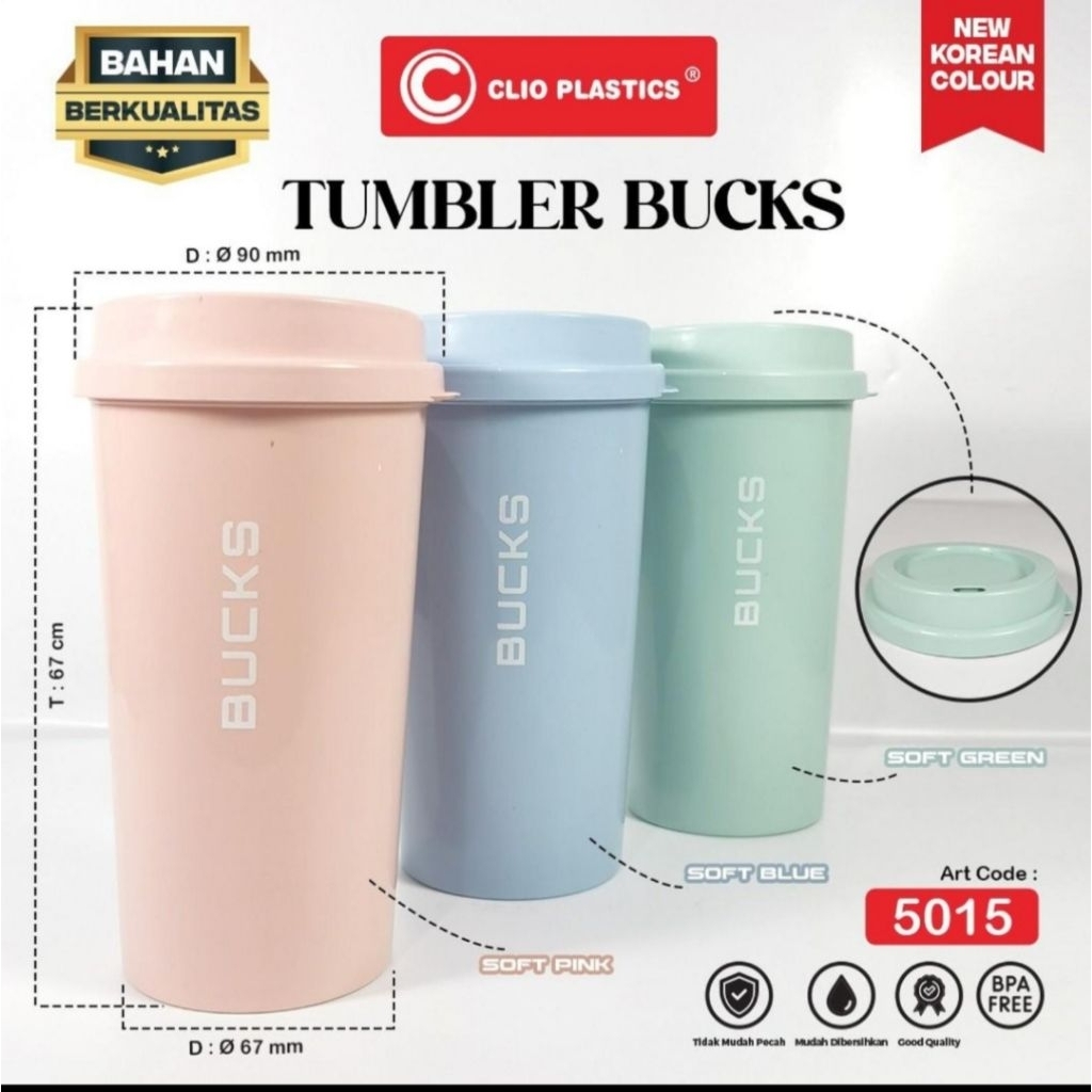 Tumbler Bucks ถ้วยพลาสติกพร้อมฝาปิด เครื่องครัว PP5 / ทนความร้อน