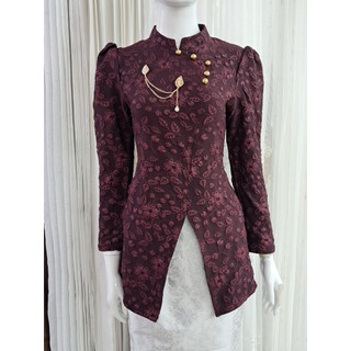 Kebaya modern motif bunga timbul kancing hias gold rantai - kebaya wisuda - kebaya pesta