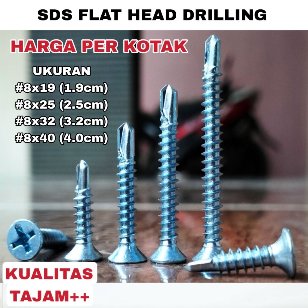 (1 กล่อง) SDS FH สกรูยึดหลังคา 8x25 / 8x32 สลักเกลียวสกรูเหล็กอ่อน F+AB 8x40 (4 ซม.) 8x19 (1.9 ซม.)