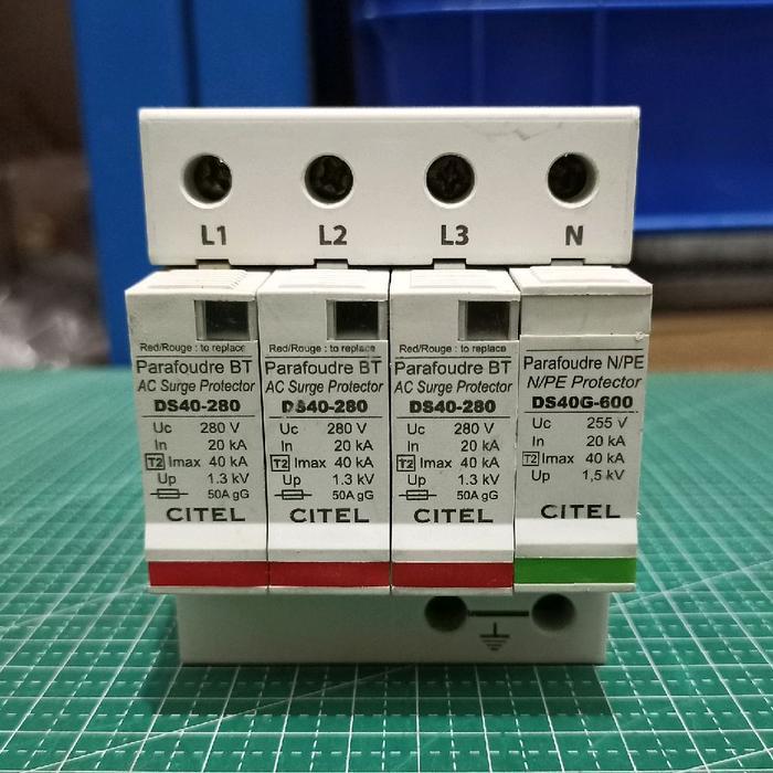 CITEL DS40-280DC Parallel BT AC Surge Protector 280Vac 20kA 3P + DS40G-600 N/PE