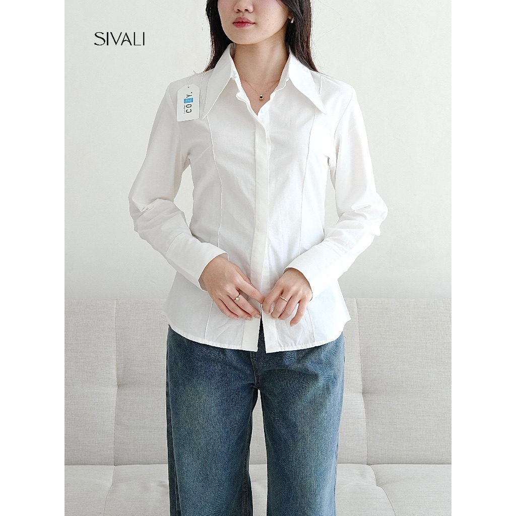 KATUN KEMEJA SIVALI Gala Cotton Shirt - เสื้อเชิ้ตผ้าฝ้ายแขนยาวทรงหลวมผู้หญิง - เสื้อทํางานลําลองทางการของผู้หญิง - 1970