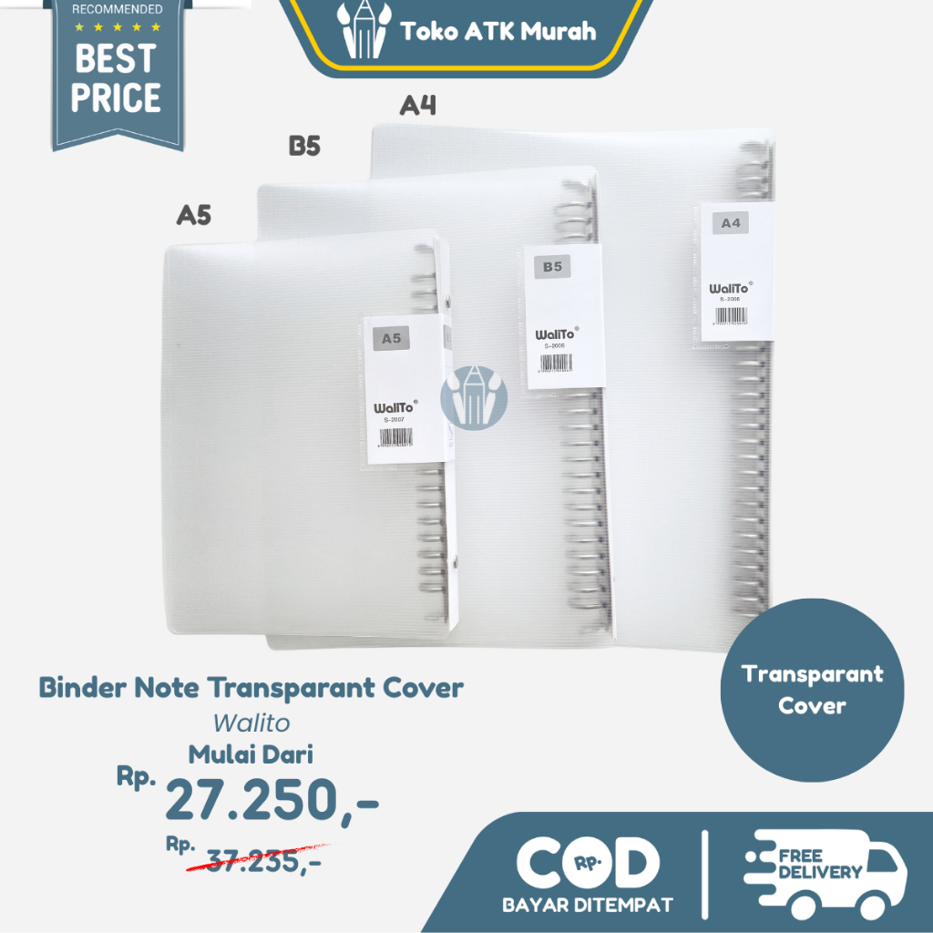 สมุด Binder Note โปร่งใส - A5 / B5 / A4 Walito Binder