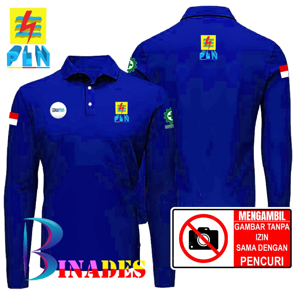 ขายเสื้อยืดคอปกโปโลพร้อมโลโก้ PLN - BUMN NATIONAL ELECTRICITY HOME AFFAIRS Wangky BINADES เสื้อยืด