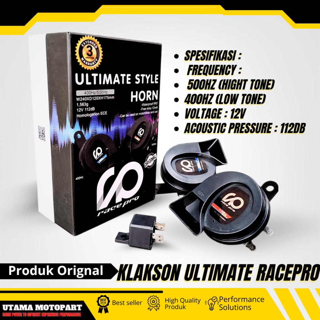 RACEPRO ULTIMATTE HORN 420/520 HZ รถรถจักรยานยนต์ HORN FREQUENCY RACEPRO ULTIMATE HORN