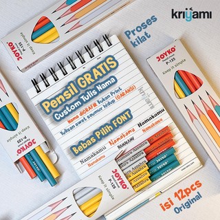KRIYAMI ISI 12pcs CUSTOM NAMA PENSIL JOYKO P-125 2B | Alat Sekolah Gratis Grafir Nama