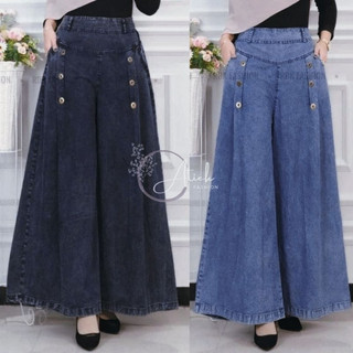 Celana Kulot Paula Jumbo Snow Palazzo/Kulot Payung Denim/Kulot Jeans