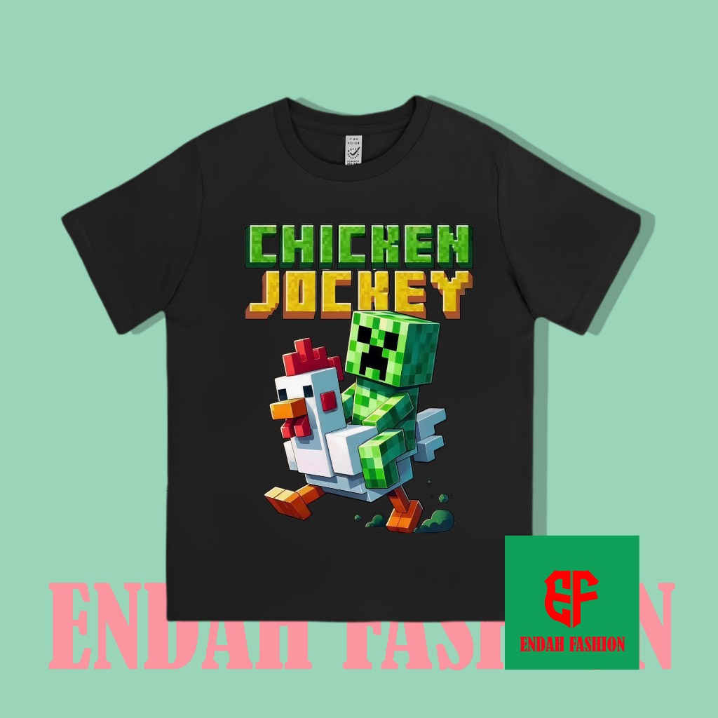 CHILDRENS CLOTHES CHICKEN JOCKEY MINECRAFT CHILDRENS เสื้อยืด