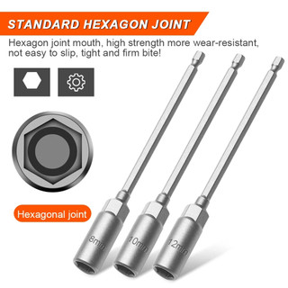 3PCS 150MM Ekstension Panjang Sambungan Mata Bor Obeng 8/10/12mm Kunci Socket Hex Impact Drive