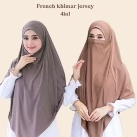 ฮิญาบ French Khimar Jersey Niqab Instant Strap Veil