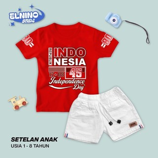 Setelan Jeans Anak Usia 1-8 Tahun Laki-laki dan Perempuan Motif Kemerdekaan Series