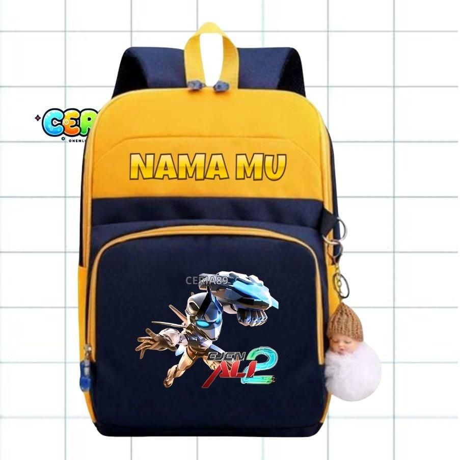 กระเป๋าเป้สะพายหลังสําหรับเด็กอนุบาลและประถมศึกษาพร้อม Ejen Ali The Movie 2 Character Motifs, กระเป๋