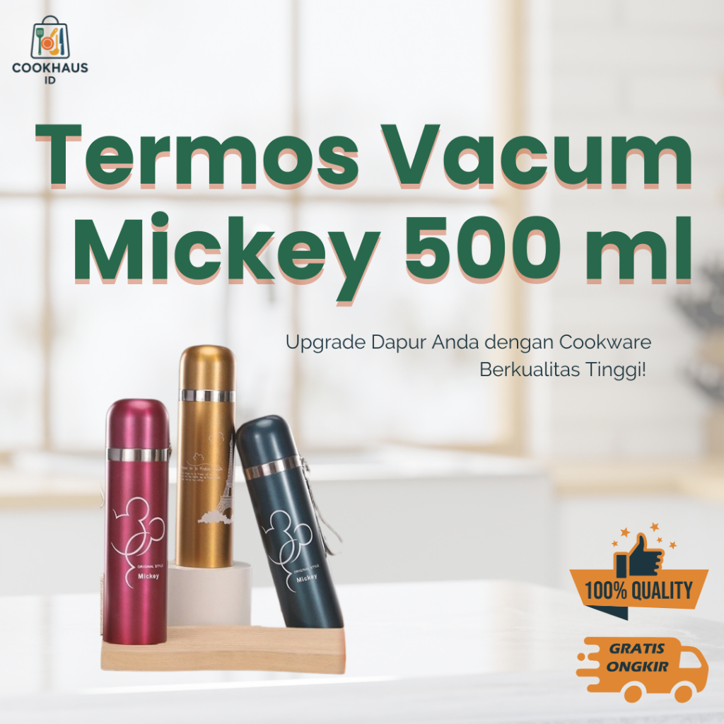TERMOS Cookhaus Mickey Metallic Glitter Vacuum Thermos 500ml JX49