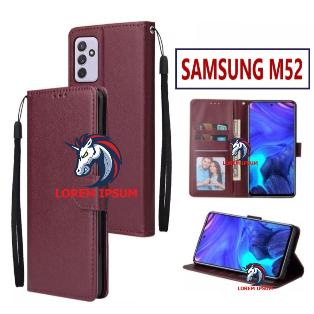LEATHER CASING SAMSUNG M52 LEATHER CASE FLIP WALLET PREMIUM LEATHER COVER เปิดปิด CASING HP FLIP CAS