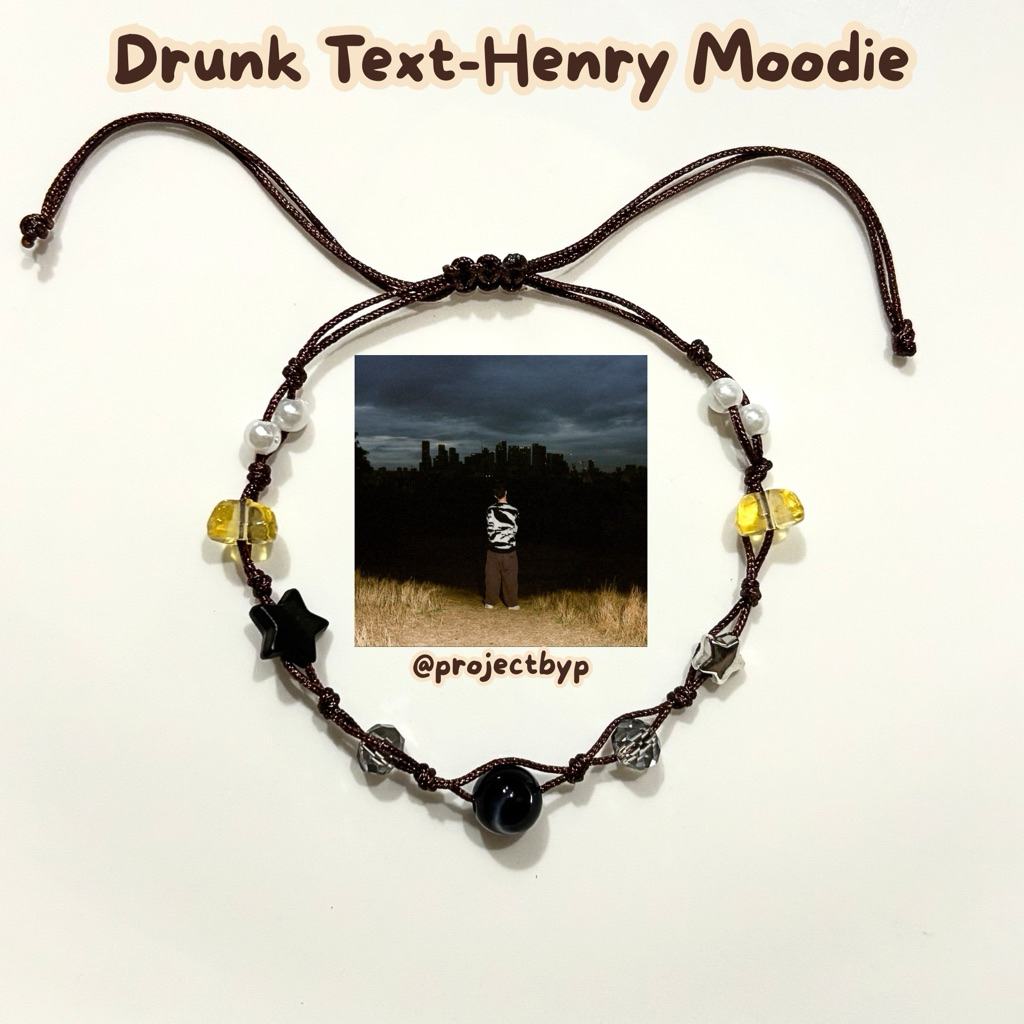 สร้อยข้อมือ Henry Moodie "Drunk Text" / สร้อยข้อมืออัลบั้ม Henry Moodie / สร้อยข้อมือเชือกลูกปัดแรงบ