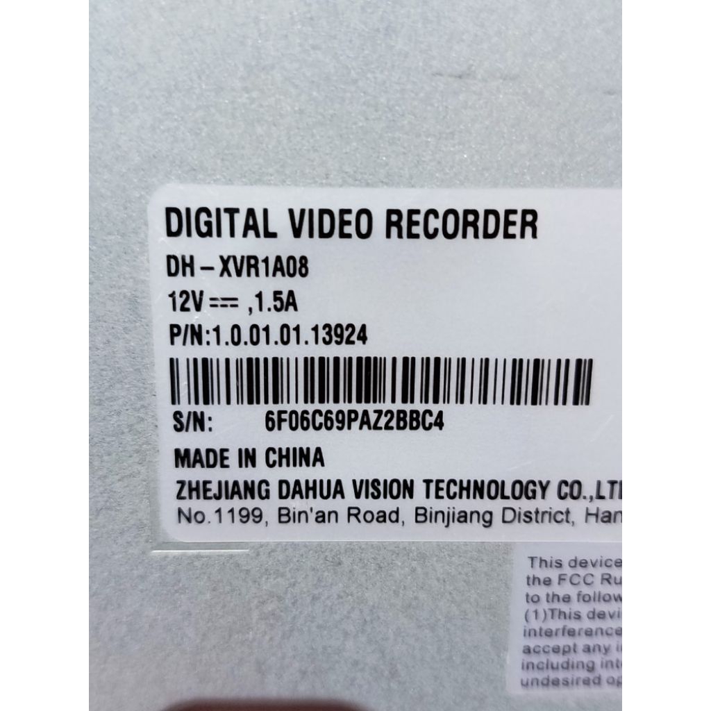 Dvr dahua - 8ch DH-xvr 1A08