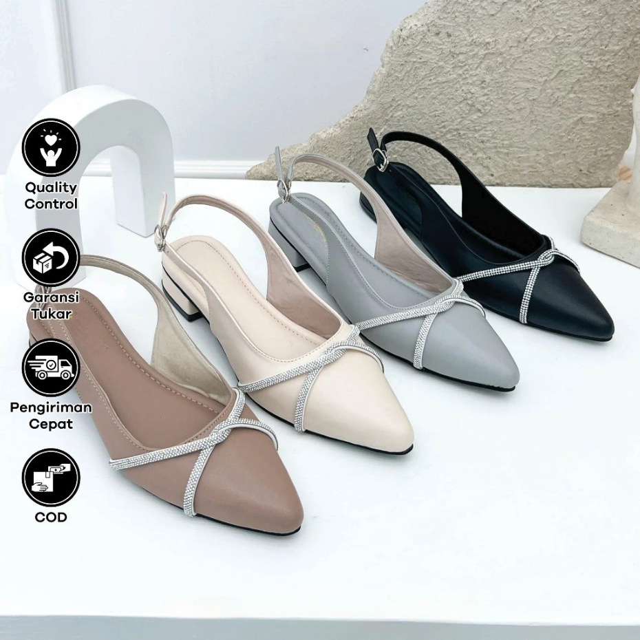 รองเท้าแตะผู้หญิง Mulez Regina พร้อมรองเท้าส้นสูง 3 ซม