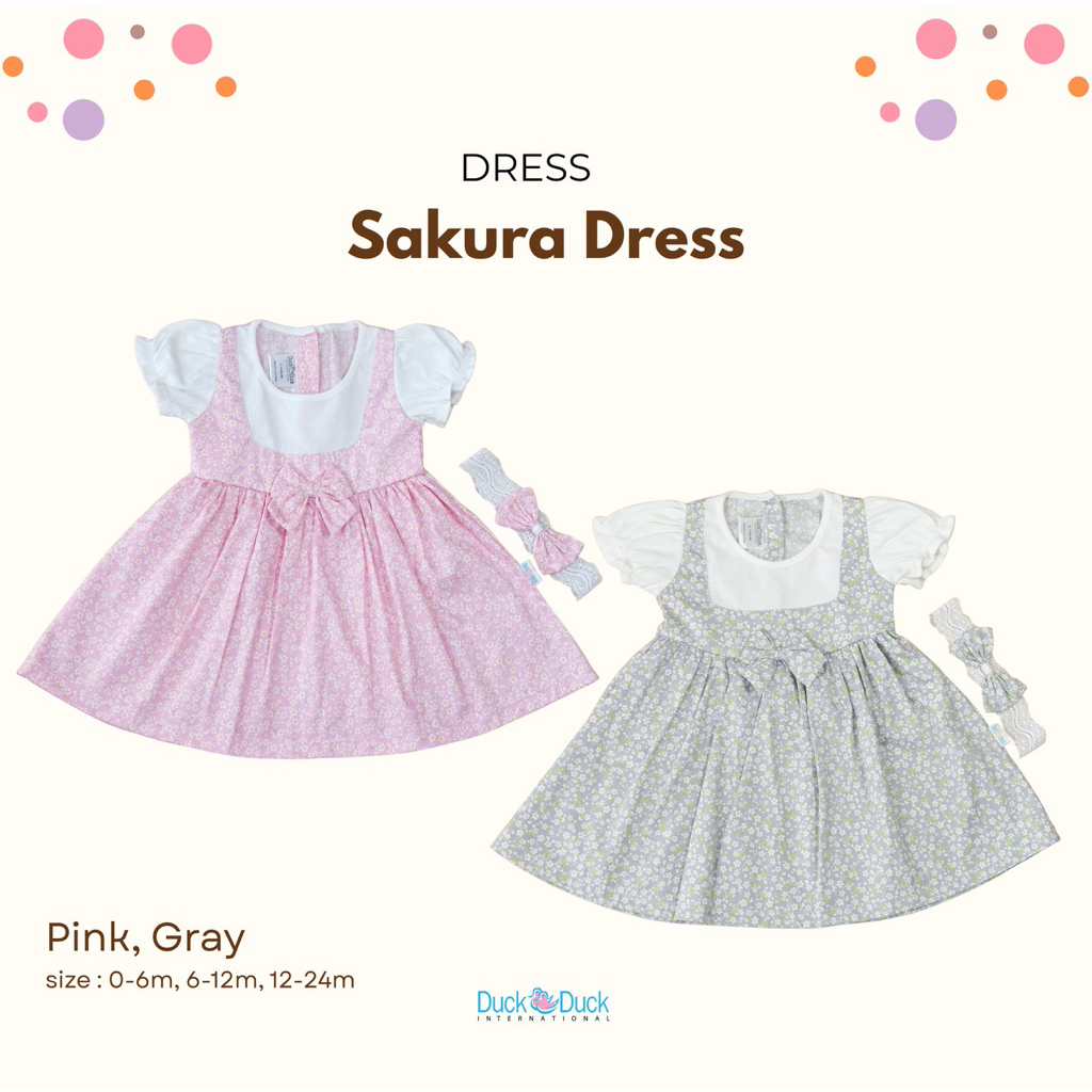 DUCK DUCK ชุดเดรสเด็กผู้หญิงอายุ 0-24 เดือน - ชุดซากุระ