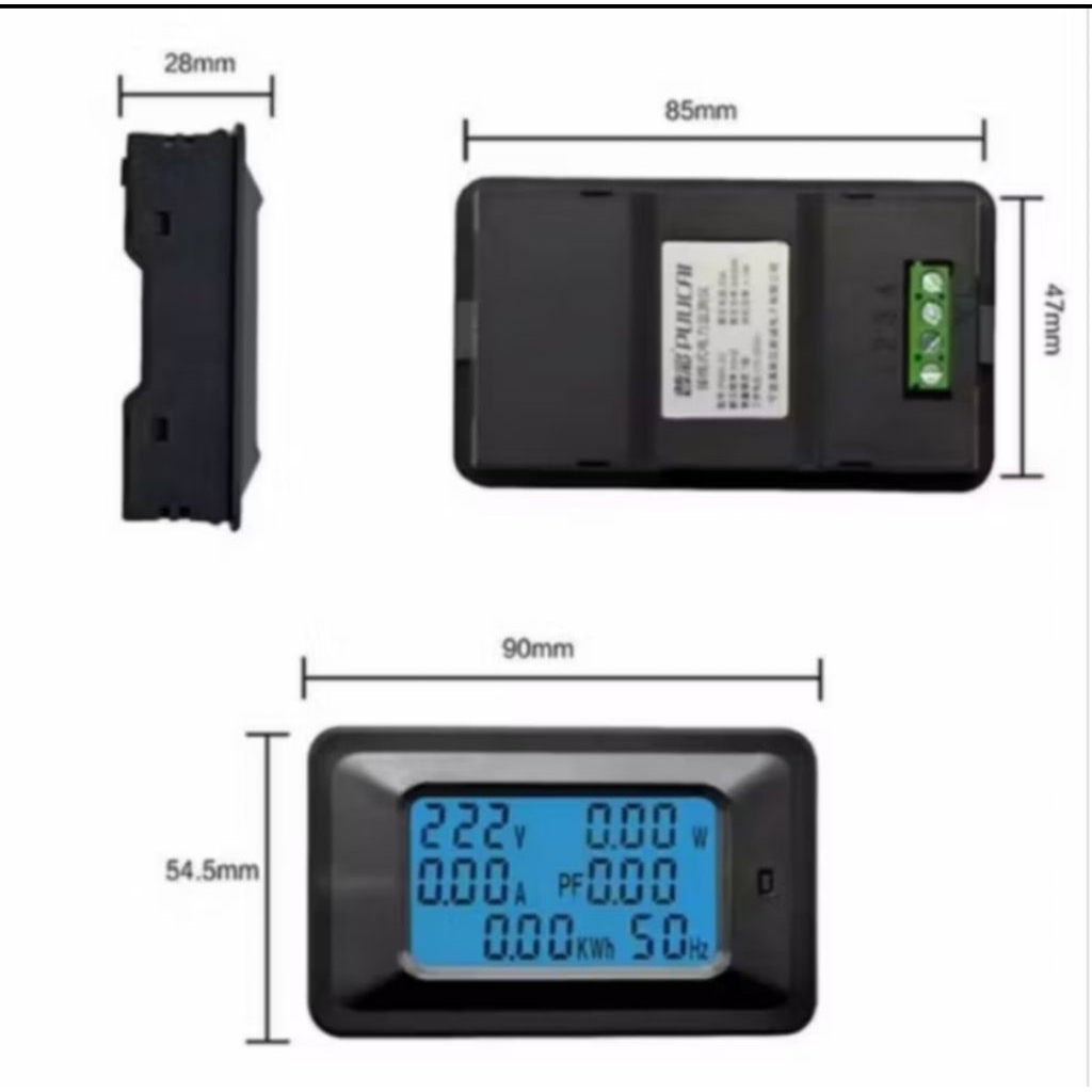 Watt KWH Meter Power Monitor Digital LCD Power 20A 100A Watt Ampere Ammeter 6 in 1 AC 220.
