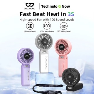 Goojodoq 4000mAh High-speed kipas Mini Portable  kipas angin 100 Gear Wind dapat dilipat Digital Display Adjustable Turbo kipas tangan