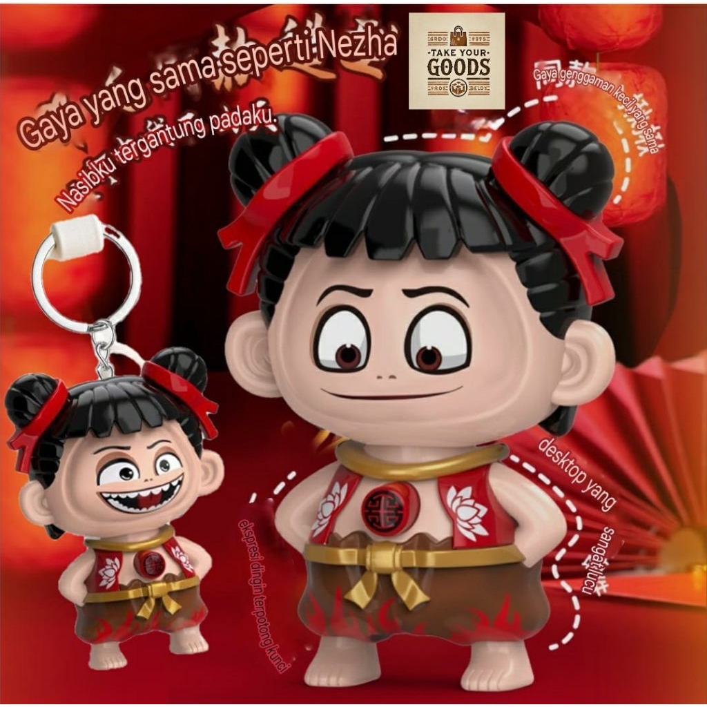 GANTUNGAN Nezha Expression Changing Face Toy Bag Hanger