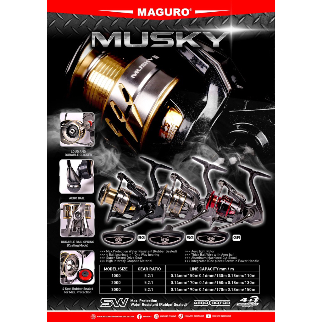 MAGURO Musky PH Salt Water Reel | 1000 2000 3000