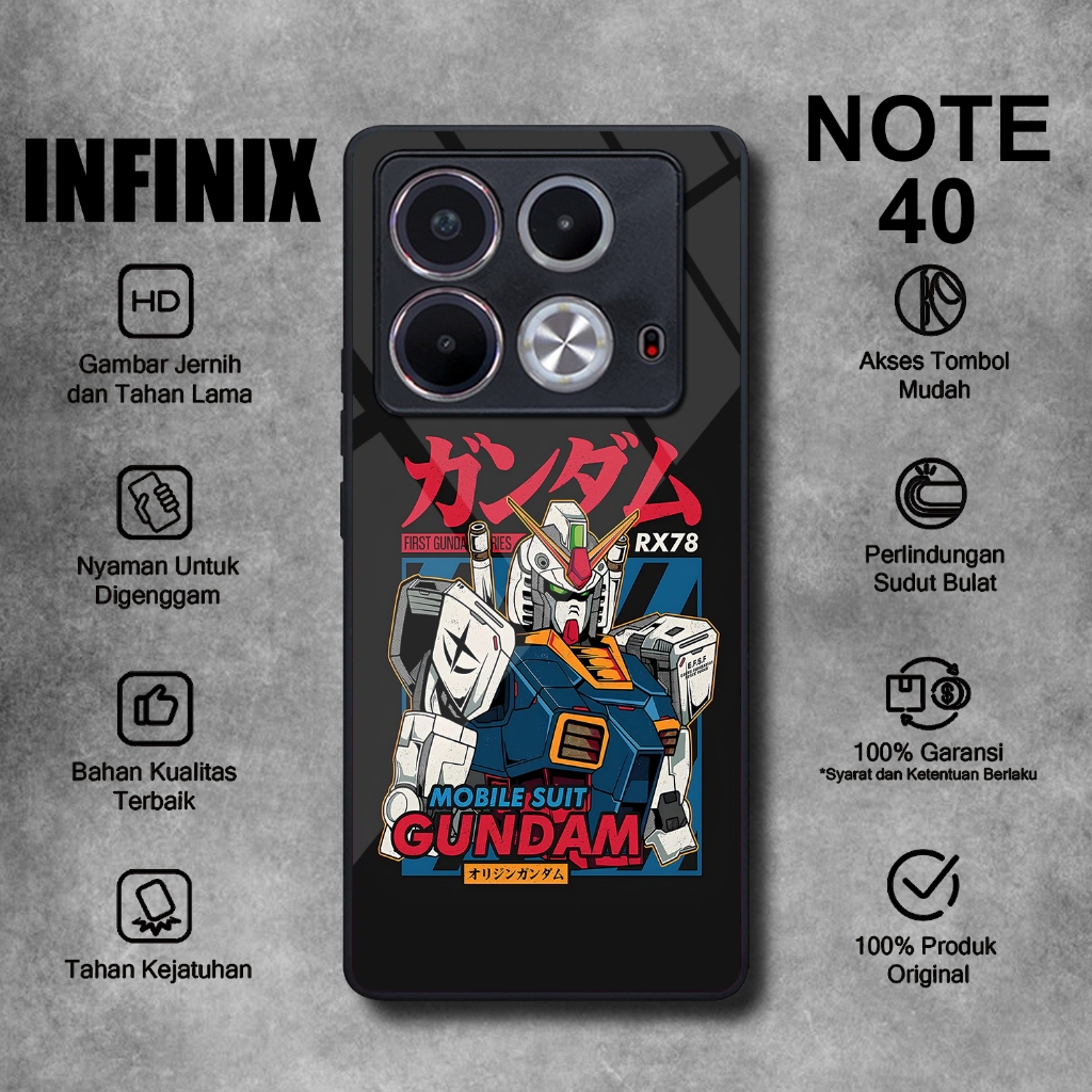 Softcase Glass Glossy Case Hp INFINIX Note 40 4G/5G GUNDAM Motif Casing Infinix Note 40S HD