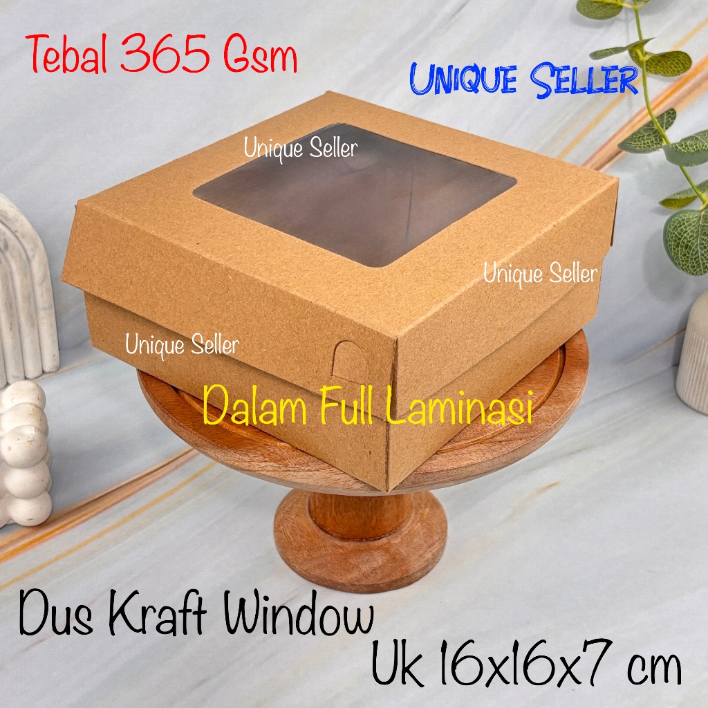 R6 KRAFT กล่องข้าว 16x16x7 FULL Laminated WINDOW 350 กรัม / Boss Box Hampers Box R6 ขนาด 16x16 x 7 K