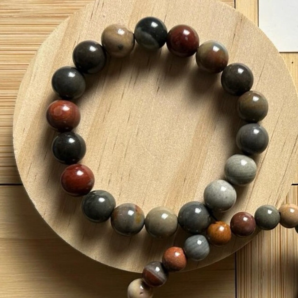 สร้อยข้อมือ American Picture Jasper - 8MM - หินธรรมชาติแท้ - ไม่ย้อม