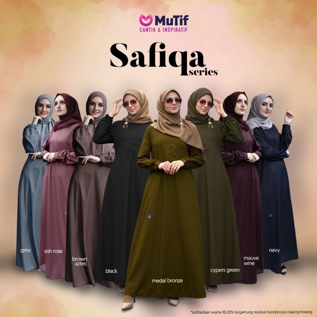 MUTIF SAFIQA SERIES (Pallates Khaky, Dark Red, ไวน์ Mauve, Harvest Yellow, Dark Olive, Steel Grey, M