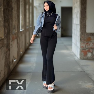 Promo Celana Cutbray Wanita Basic Bahan Scuba Premium Fit & Flare Celana Kerja Highwaist Jumbo Melar