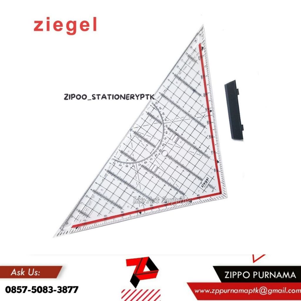 Ziegel Original Triangle Ruler 30 cm (ด้านเดียวกัน) - เยอรมัน